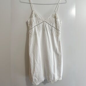 Embroidered Linen Blend Dress